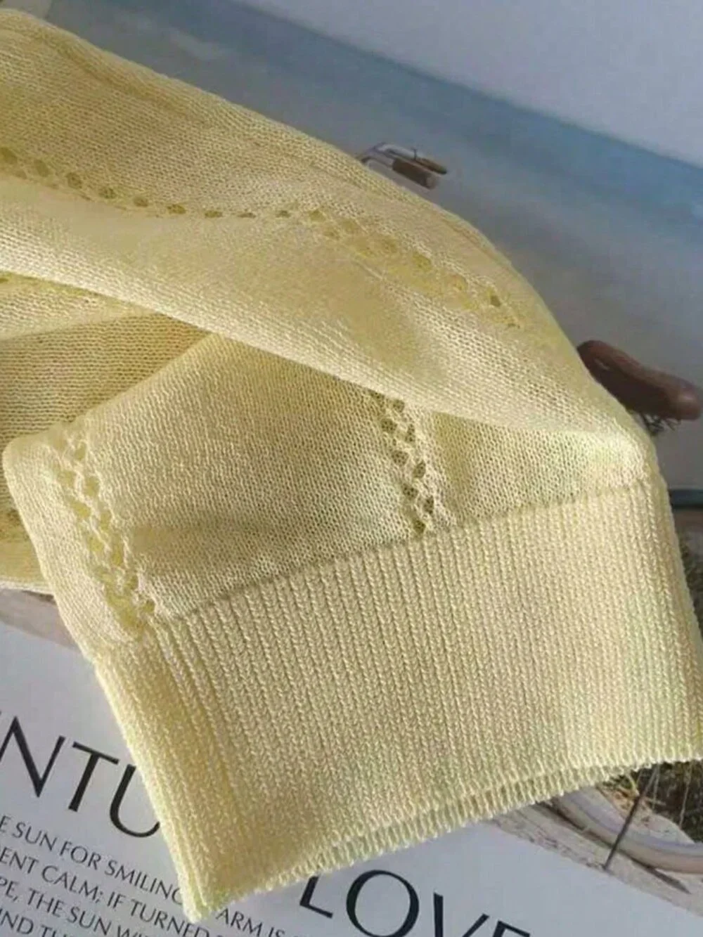 Yellow Casual Women's Lightweight Knit Cardigan